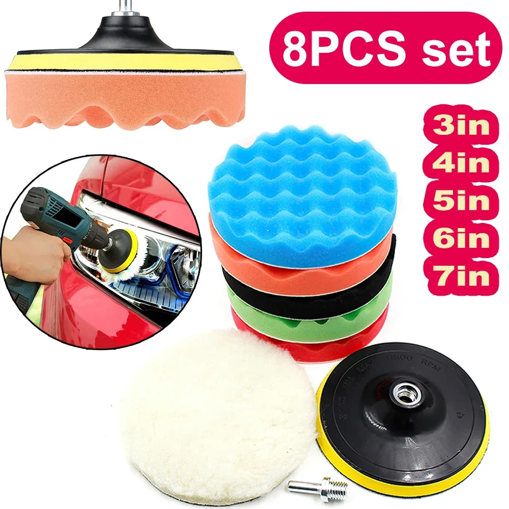 8Pcs Car Polishing Pads Kit 3/ - Polish Pad Set Buffer avaliação e preço