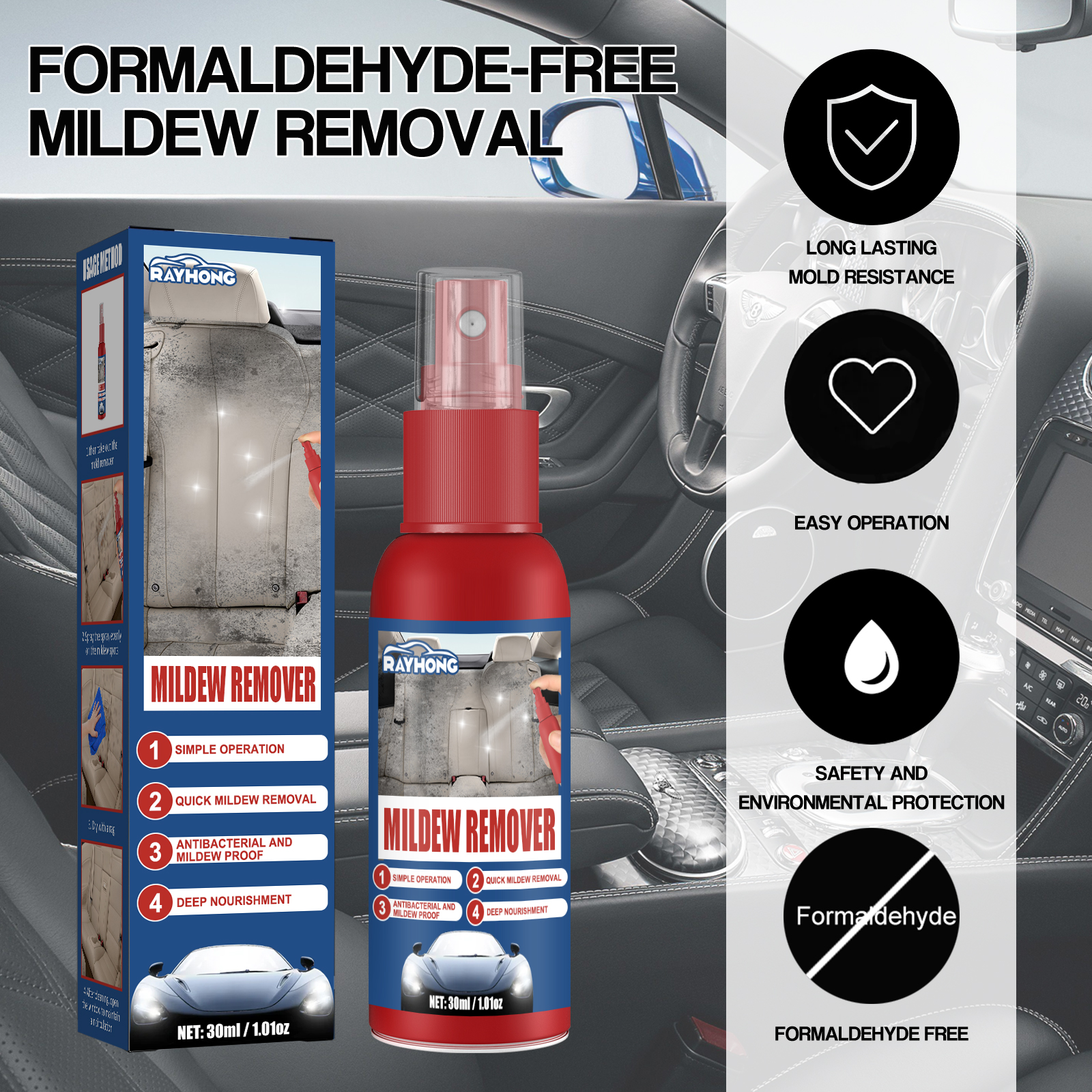 Car Mildew Remover Spray Multi - Leather Cleaner Interior avaliação e preço